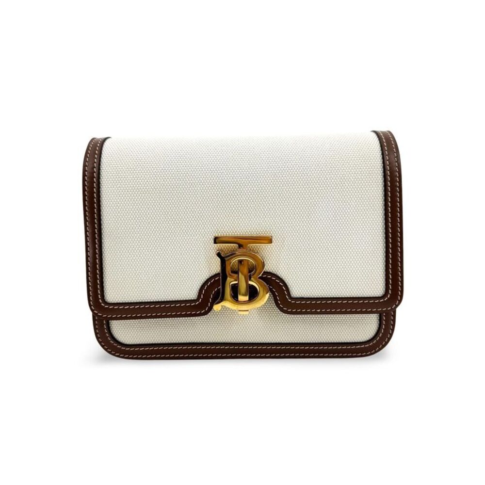 Burberry TB Mini Two-Tone Canvas Shoulder Bag